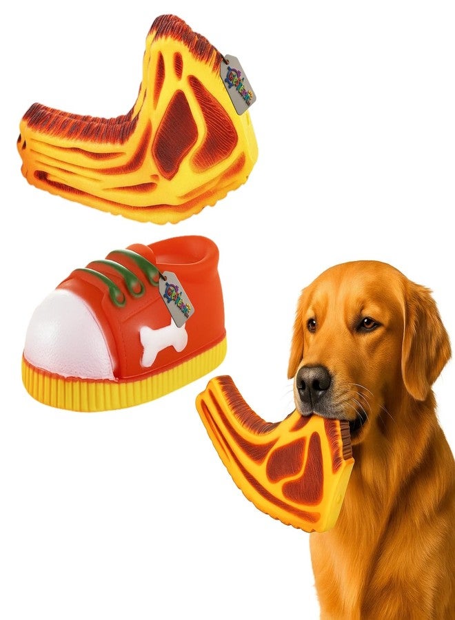 Western Era Combo Dog Squeaky Toy | Durable Rubber Chew Set | Includes Cartoon Shoe Squeaky Toy & Meat Piece Squeaky Chew | Indoor & Outdoor Play | Interactive & Fun | Keeps Pets Engaged & Happy - Image 1